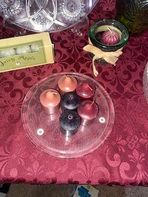 MIKASA GLASS BASKET, CANDLES, VINTAGE GLASS ITEMS AND MORE