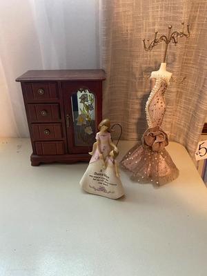 JEWELRY BOX, PRETTY NECKLACE HANGER AND MOTHER/DAUGHTER DECORATION