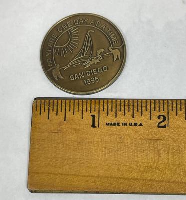 Alcoholics Anonymous San Diego 1995 60 Years Recovery Sobriety Chip Bronze Token Sailboat