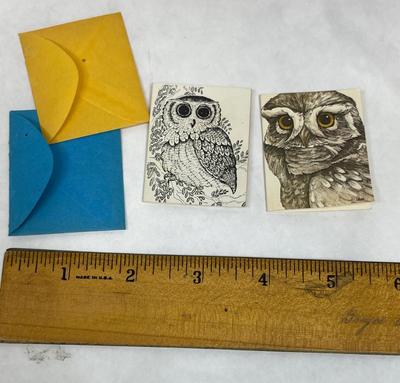 2 Owl Prints with envelopes
