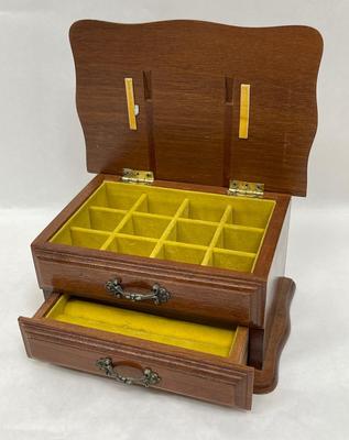 Wood Jewelry Box with Top Lid and 1 Drawer