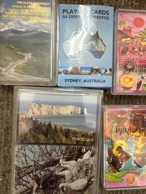 Lot of playing cards and coasters