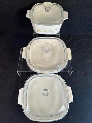 Lot 67. Corningware 3 Baking Dishes