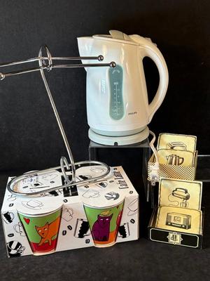 Lot 70. Electric Tea Kettle and Mugs