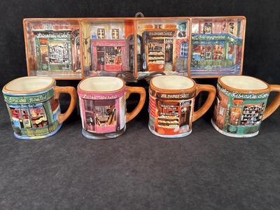 Lot 79. French-themed Mugs and Divided Tray