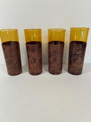 Lot 90. Amber Glass Beverage Set