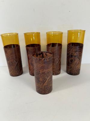 Lot 90. Amber Glass Beverage Set