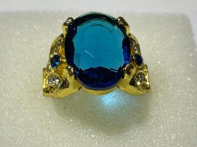 Ladies New Never Worn Gold-tone Fashion Ring Size-9 w/Crystal Colored Stones as Pictured.