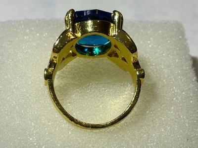 Ladies New Never Worn Gold-tone Fashion Ring Size-9 w/Crystal Colored Stones as Pictured.