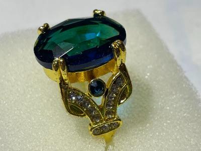 Ladies New Never Worn Gold-tone Fashion Ring Size-9 w/Crystal Colored Stones as Pictured.