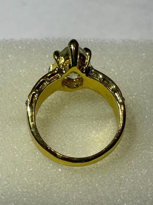 Ladies New Never Worn Gold-tone Fashion Ring Size-6.5 w/Crystal Stones as Pictured.