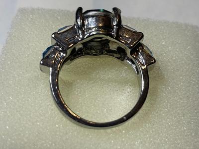 Ladies New Never Worn Silver-tone Fashion Ring Size-Full 8 w/Multi & Blue Crystal Stones as Pictured.