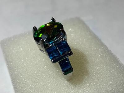 Ladies New Never Worn Silver-tone Fashion Ring Size-Full 8 w/Multi & Blue Crystal Stones as Pictured.