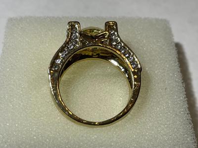 Ladies New Never Worn Gold-tone Fashion Ring Size-8.5 w/Crystal Stones as Pictured.