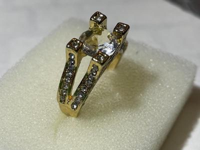 Ladies New Never Worn Gold-tone Fashion Ring Size-8.5 w/Crystal Stones as Pictured.