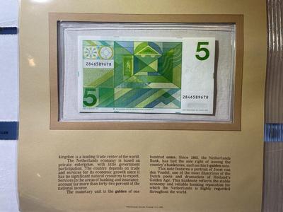Netherlands 5 Gulden Banknote 1973 Uncirculated Condition by Fleetwood as Pictured.