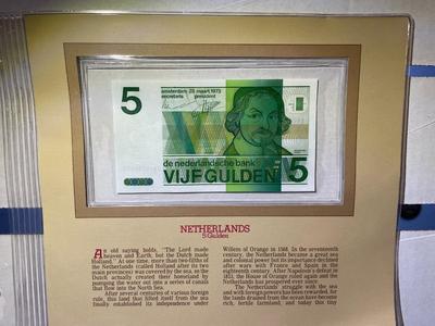 Netherlands 5 Gulden Banknote 1973 Uncirculated Condition by Fleetwood as Pictured.