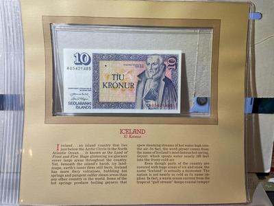 Iceland 10 Kronur 1961 Banknote/Currency in Uncirculated Condition by Fleetwood as Pictured.