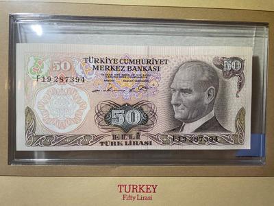 Turkey Lirasi 1970 Banknote/Currency in Uncirculated Condition by Fleetwood as Pictured.