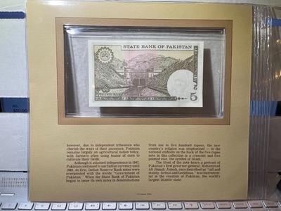 Pakistan 5 Rupees Banknote/Currency in Uncirculated Condition by Fleetwood as Pictured.