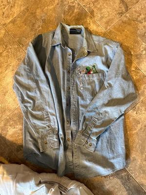 NEW LOONEY TUNES DENIM SHIRT (MED) AND NEW UNDERWEAR (SMALL)