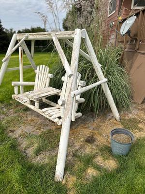 LOG DOUBLE SEAT SWING WITH TABLE