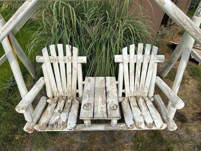LOG DOUBLE SEAT SWING WITH TABLE
