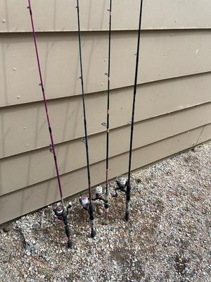 4 MORE FISHING POLES WITH REELS