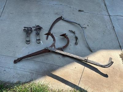 ANTIQUE & PRIMITIVE ANIMAL TRAPS, SICKLE AND FIELD PLOW