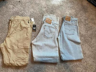 BRAND NEW PACSUN CARGO PANTS AND 2 PAIR OF LEVIS 550 JEANS