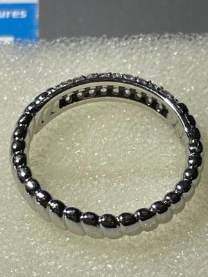 YGI Designer Sterling Silver .925 CZ Wedding Band Style Ring Size-Full 8.75 in VG Preowned Condition.