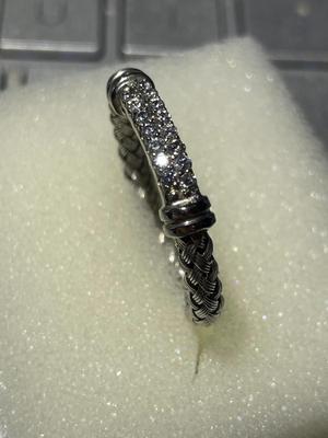 Sterling Silver .925 CZ Wedding Band Style Ring Size-11 in VG Preowned Condition.