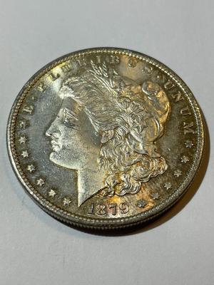 1879-S UNCIRCULATED/MS64-65 CONDITION TONED MORGAN SILVER DOLLAR AS PIC'D COIN #12.