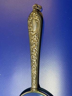 Antique 1896 Monogrammed Scarce Sterling Silver Magnifying Glass Pendant in VG Preowned Condition as Pic'd.