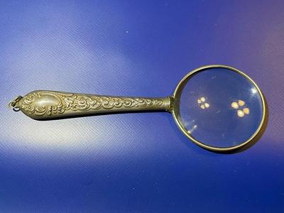 Antique 1896 Monogrammed Scarce Sterling Silver Magnifying Glass Pendant in VG Preowned Condition as Pic'd.