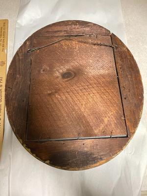 Antique Oval Gold Leaf Painted Mirror w/Wooden Back 12.25" Wide x 14.50" Tall in Good Preowned Condition.