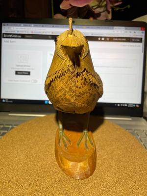 Vintage Chicken/Rooster Bamboo Like Figure 7" x 7.25" in Fair-Good Preowned Condition.