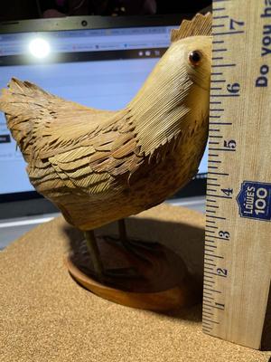 Vintage Chicken/Rooster Bamboo Like Figure 7" x 7.25" in Fair-Good Preowned Condition.