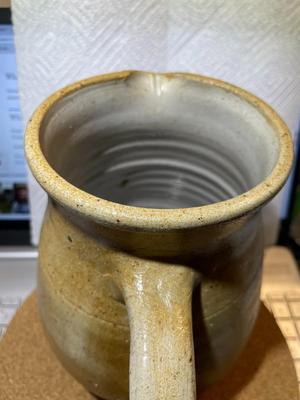 Vintage Pottery Redware Pitcher 8.25" Tall in VG Preowned Condition.