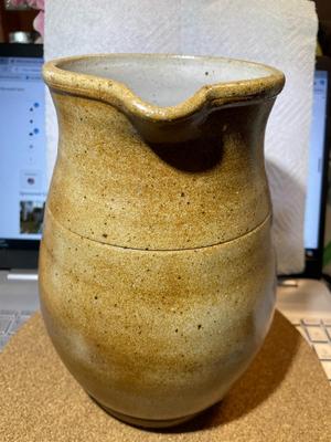 Vintage Pottery Redware Pitcher 8.25" Tall in VG Preowned Condition.