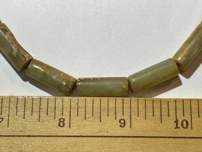 Vintage/Antique Hetian Jade/Jadeite Hand-Carved & Hand Strung Tube Bead Necklace 28" Long as Pictured.