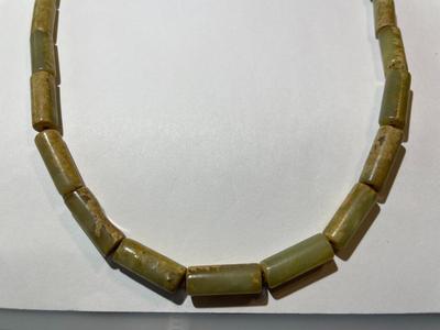 Vintage/Antique Hetian Jade/Jadeite Hand-Carved & Hand Strung Tube Bead Necklace 28" Long as Pictured.