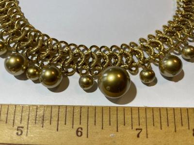 KJL Kenneth Jay Lane Gold-tone Dangling Ball Necklace 16-18" Adjustable in Good Preowned Condition.