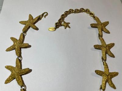 Vintage "Marie Demasi" Designer Matt Finish Starfish Necklace 15"-18" Adjustable in Good Preowned Condition.
