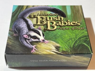 Australian Bush Babies SUGAR GLIDER 2010 Proof Colorized 1/2 Ounce .999 Fine Silver Coin Limited to 10,000 as Pictured.