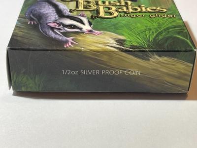 Australian Bush Babies SUGAR GLIDER 2010 Proof Colorized 1/2 Ounce .999 Fine Silver Coin Limited to 10,000 as Pictured.