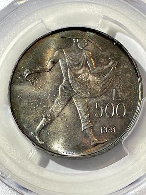 PCGS CERTIFIED San Marino MS65 500-Lire 1981 - Silver - "Virgil ' S Death" as Pictured.