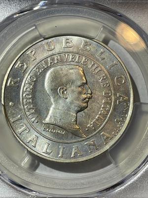 PCGS CERTIFIED ITALY 1999-R MS64 KM-205 LIRA OF 1915 SILVER COIN AS PICTURED.