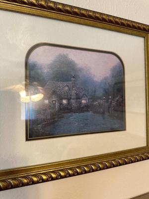 4 FRAMED THOMAS KINKADE ARTWORK