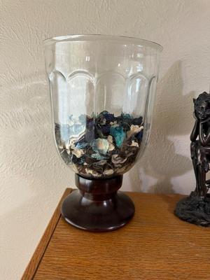 2 GLASS CANDLE HOLDERS AND AN ANGEL FIGURE